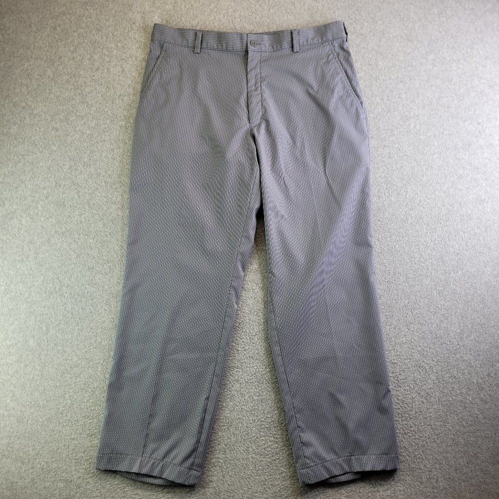 Nike Golf Pants Mens 36X30 Gray Striped Straight Leg Lightweight Dri Fit
